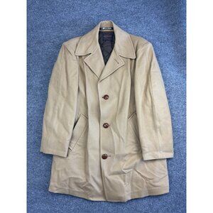 Vintage Pendleton Coat Mens Large Tan Wool Overcoat Car Coat Quilted Lined 90s